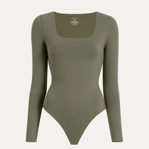 Nuuds Square Neck Bodysuit-Dark Olive medium